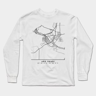 ABU DHABI UAE BLACK CITY STREET MAP ART Long Sleeve T-Shirt